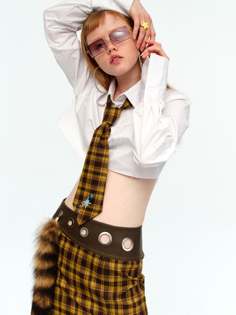 Classic Plaid Skirt and Necktie Set