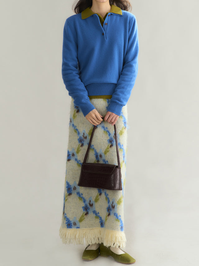 Fringe Knit Wide Skirt