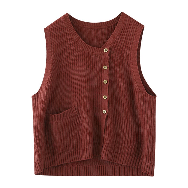 Winter Knitted Button Sleeveless Vest Waistcoat Sweater Op1017