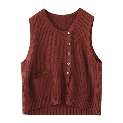 Winter Knitted Button Sleeveless Vest Waistcoat Sweater Op1017