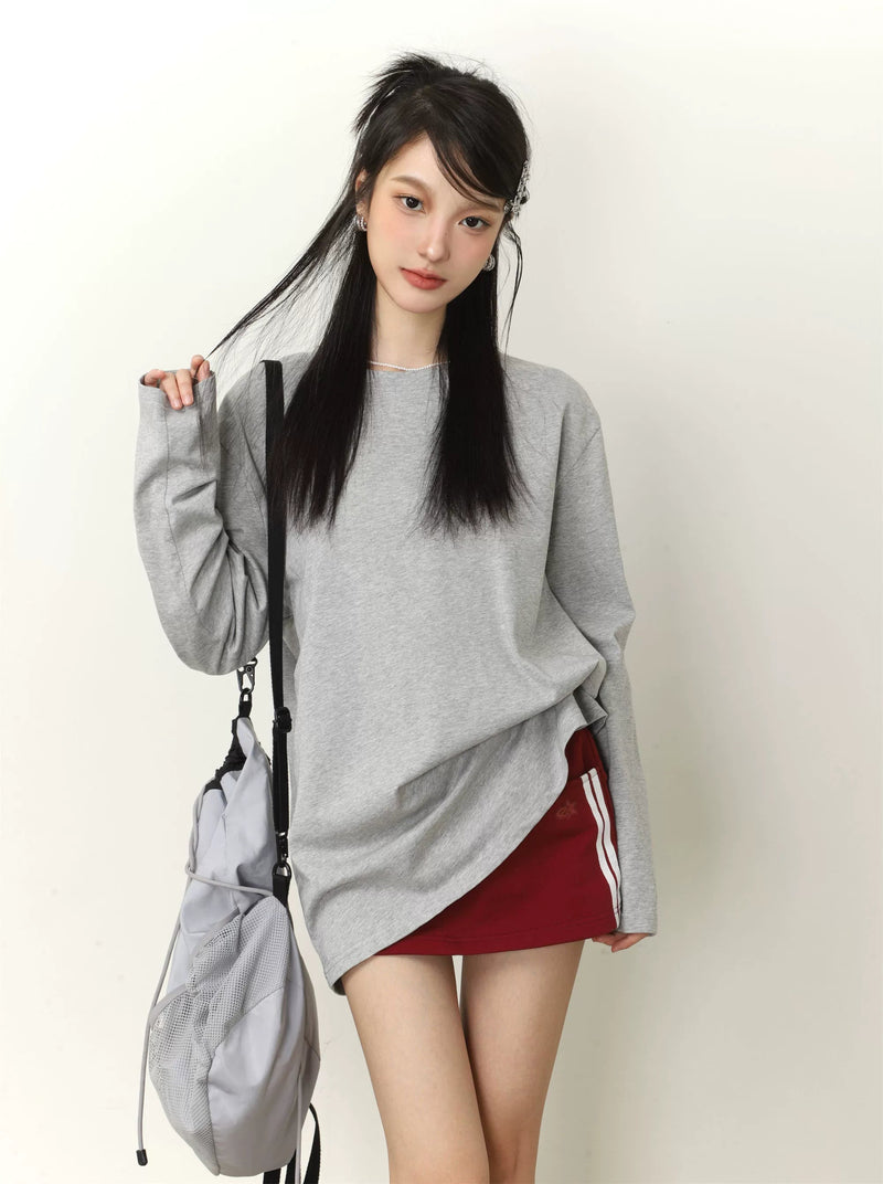 Color Loose Long Sleeve T-shirt