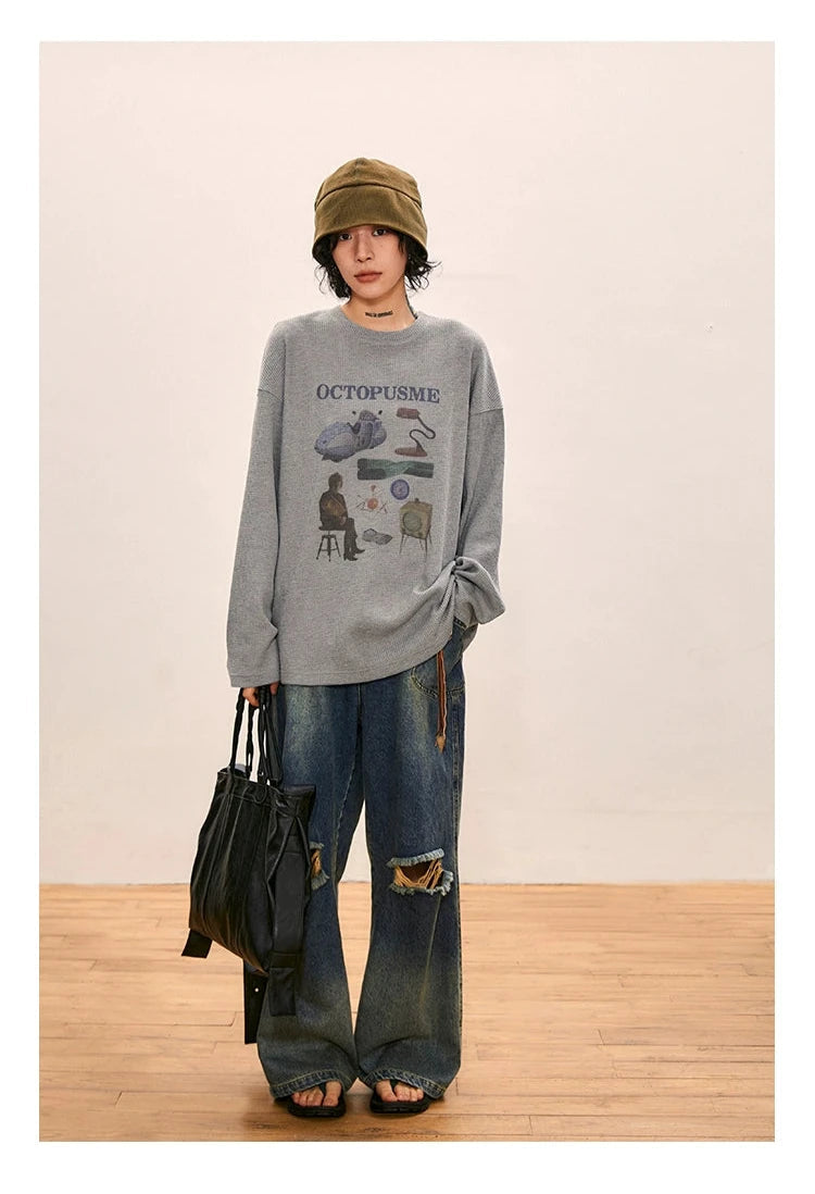 Octopusme Oversized Graphic Sweatershirt