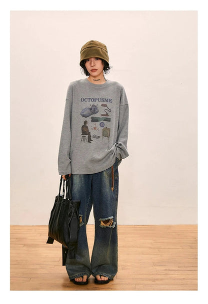 Octopusme Oversized Graphic Sweatershirt