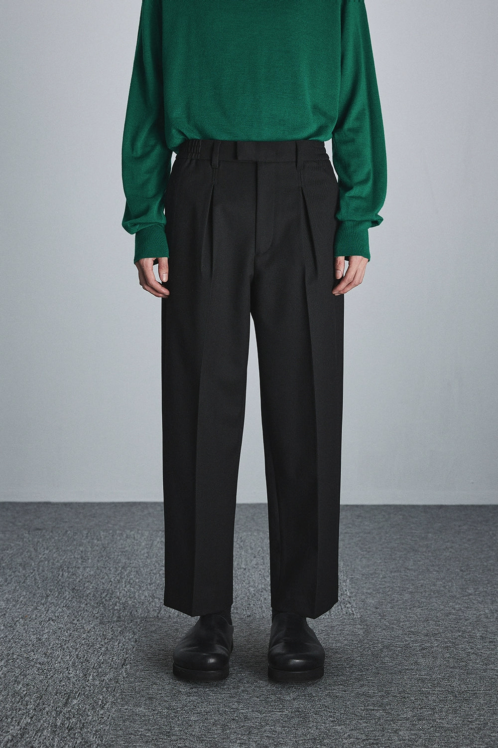 Semi-elastic Waist Wide-leg Cropped Pants