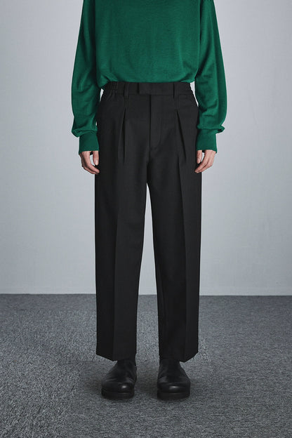 Semi-elastic Waist Wide-leg Cropped Pants