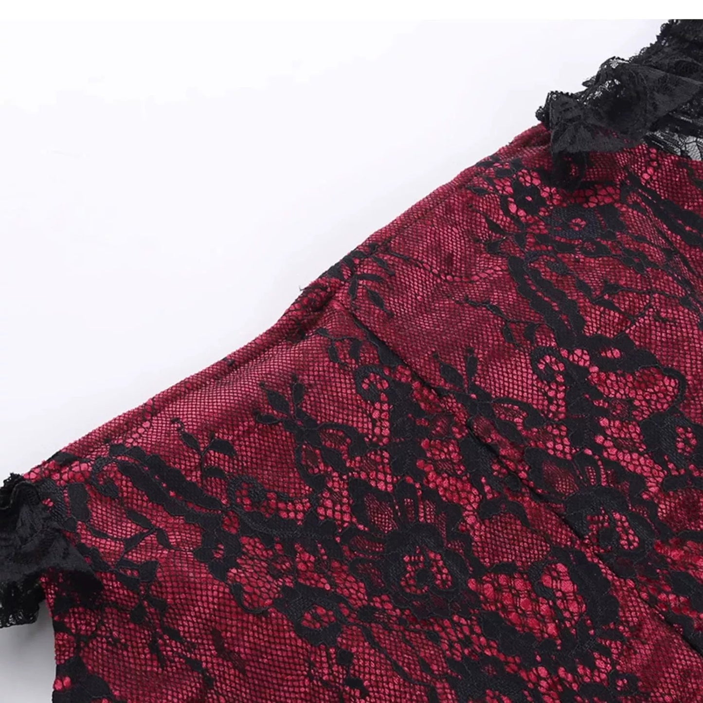 Wannathis Gothic Velvet Ensemble - Off-shoulder Lace Bodysuit With Mermaid Maxi Skirt