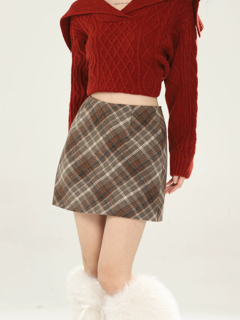 High-waisted Plaid Skirt