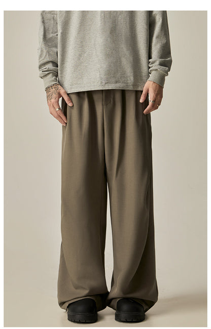 Khaki Wide Leg Dress Pants