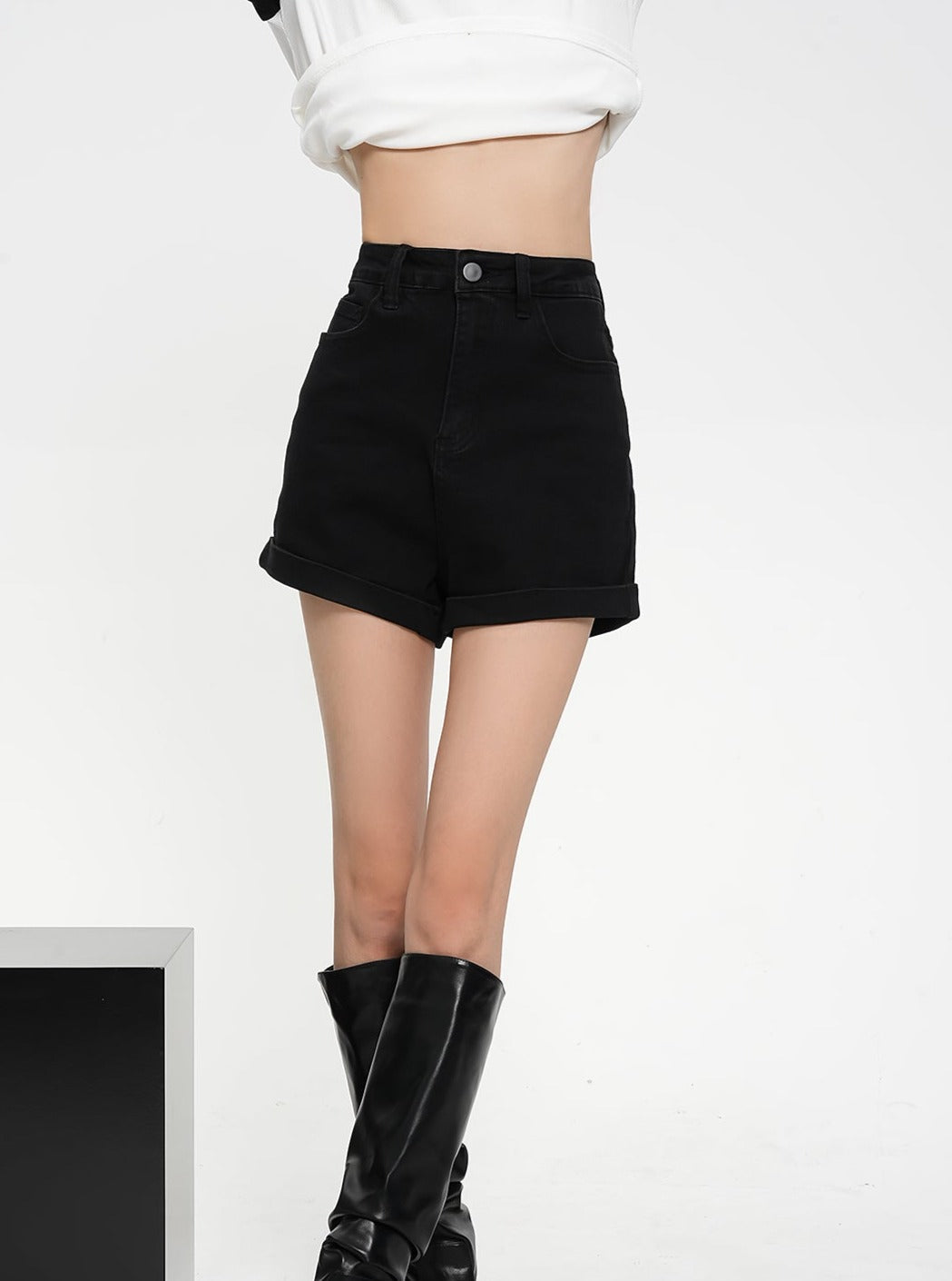 High-waisted Tailored Shorts - Black Mini Dress Shorts