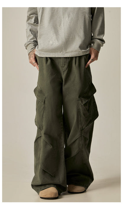 Olive Wide Leg Combat Pants