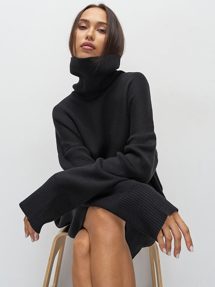 Autumn Winter Turtleneck Sweater Mid Length Thickened Russia Long Sleeved Knitwear