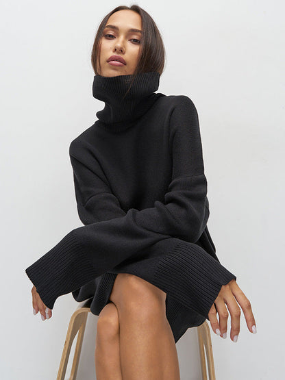 Autumn Winter Turtleneck Sweater Mid Length Thickened Russia Long Sleeved Knitwear