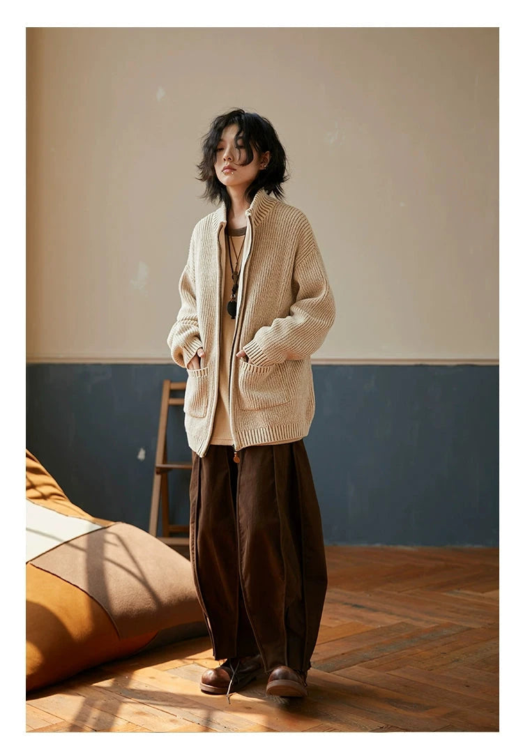 Octopusme Chunky Knit Zip-up Cardigan