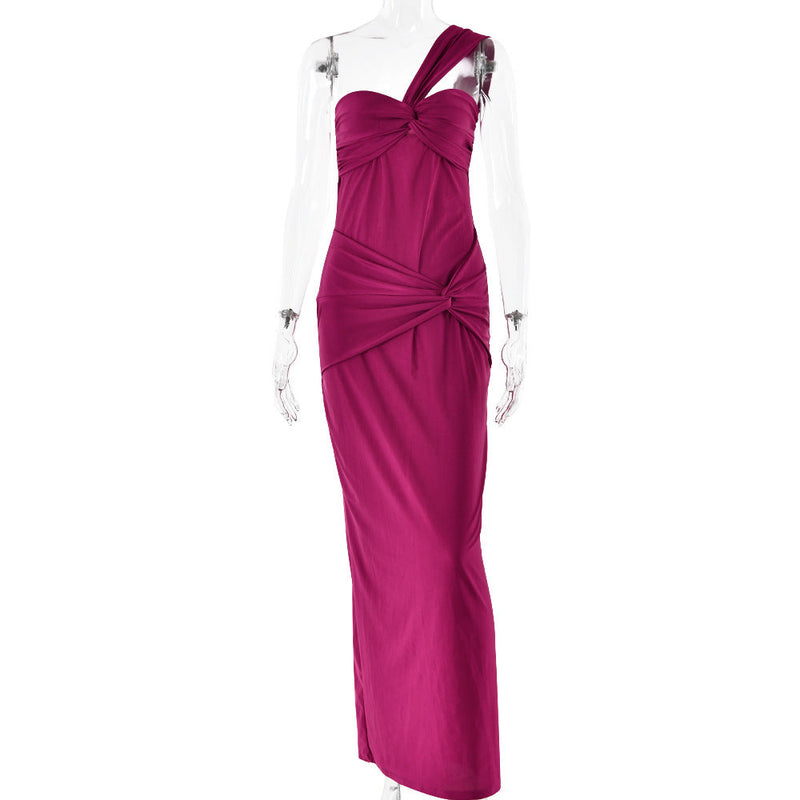 Spring Dress Tube Top Color Stitching Hip Slim Fit Maxi Dress