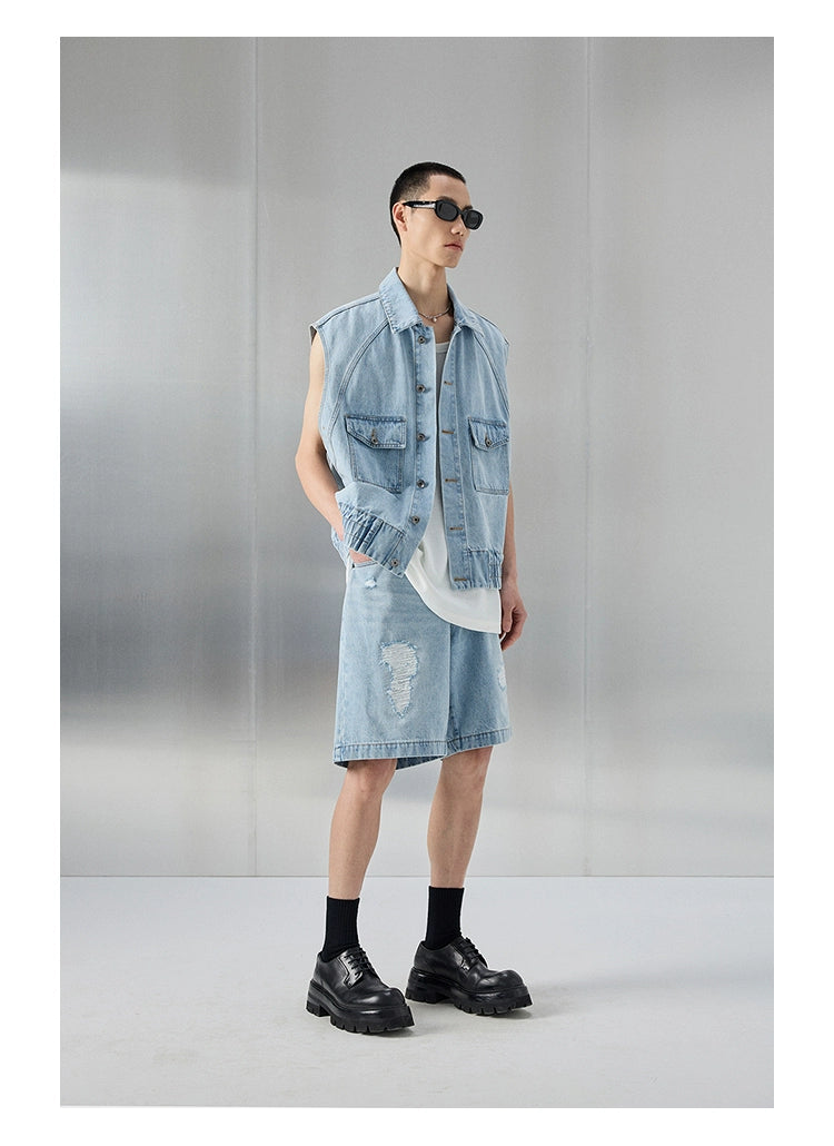 Distressed Patchwork Cropped/short Pants