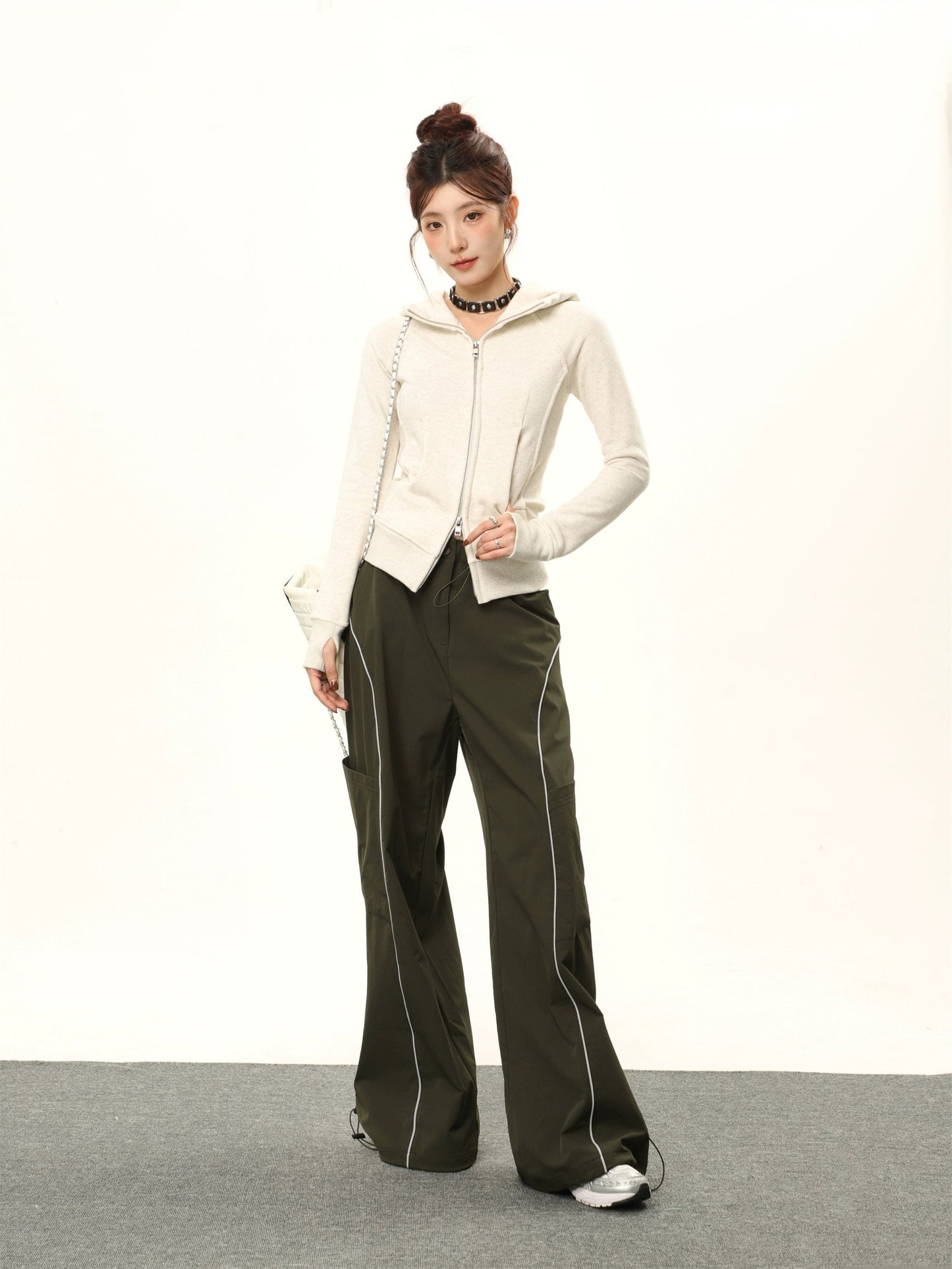 Hooded Double-zipper Cardigan Sweatshirt