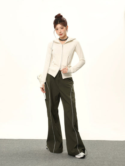 Hooded Double-zipper Cardigan Sweatshirt