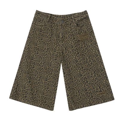 Leopard Print Baggy Shorts for Work