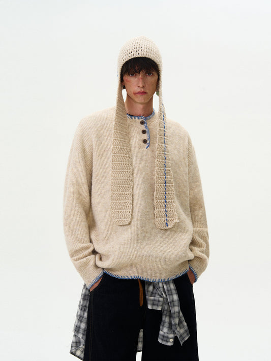 Oversized Sweater With Contrast Stitching