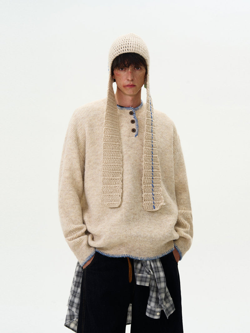 Oversized Sweater With Contrast Stitching