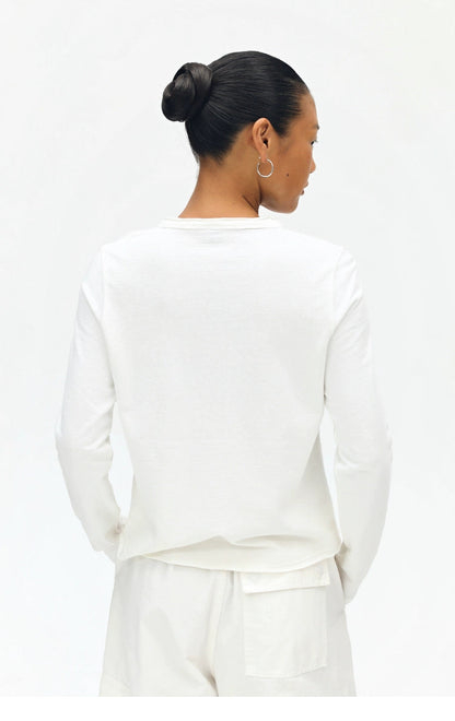 Plain V-neck Long Sleeve T-shirt