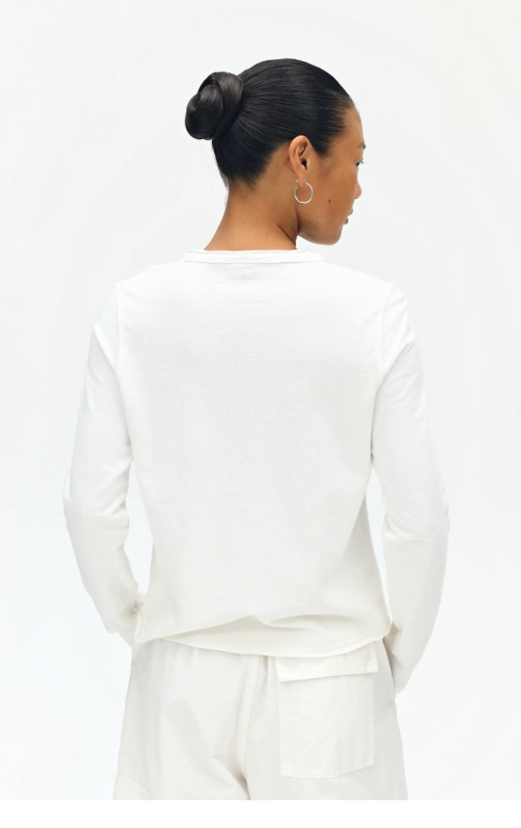 Plain V-neck Long Sleeve T-shirt