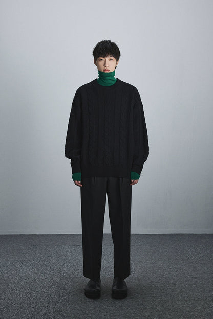 Semi-elastic Waist Wide-leg Cropped Pants