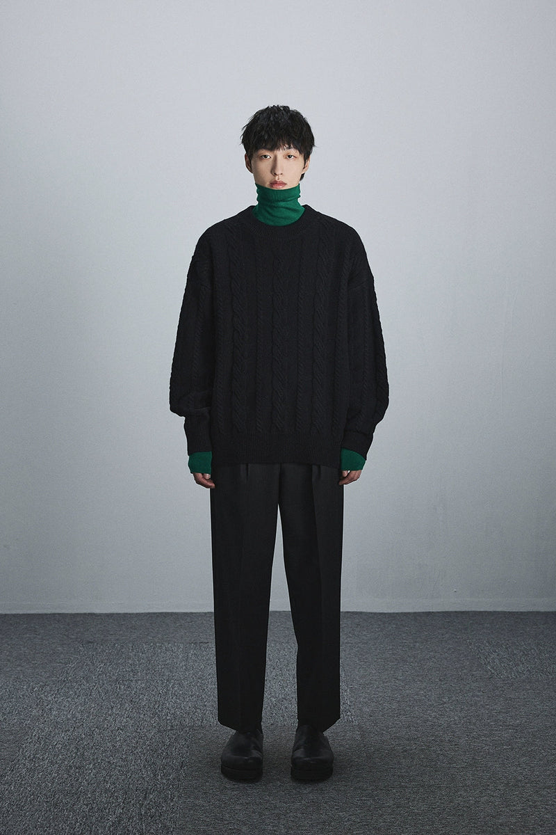 Semi-elastic Waist Wide-leg Cropped Pants