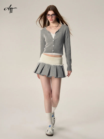 Wool Button-down Cardigan Set