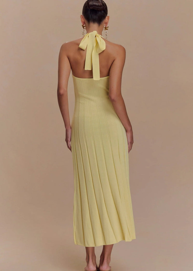Liora – Halter Tie-back Knit Midi Dress