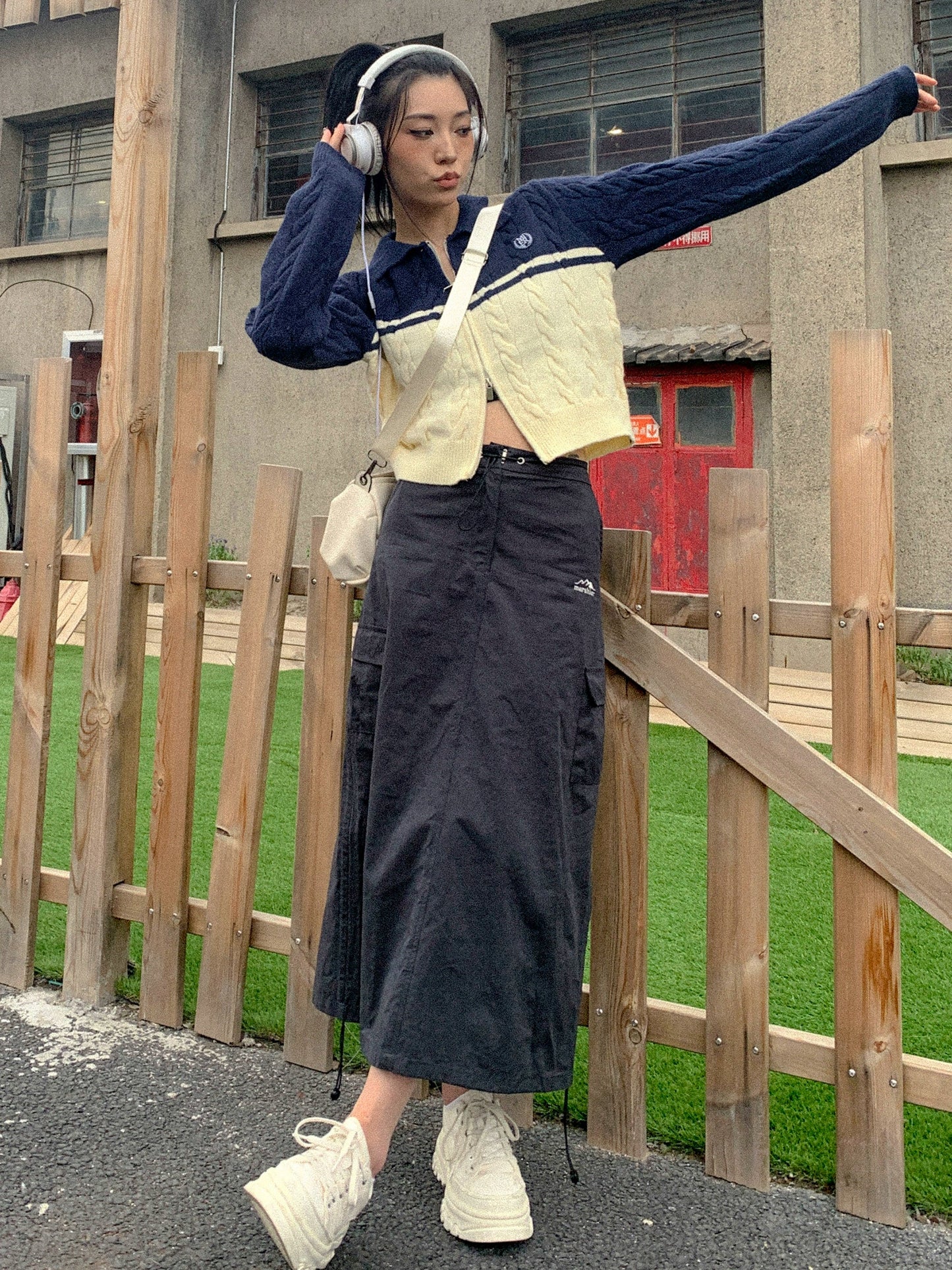 Drawstring High-waist Skirt