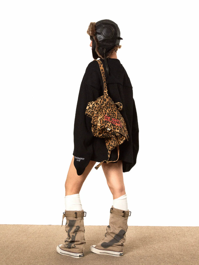 Oversized Black V-neck Sweater