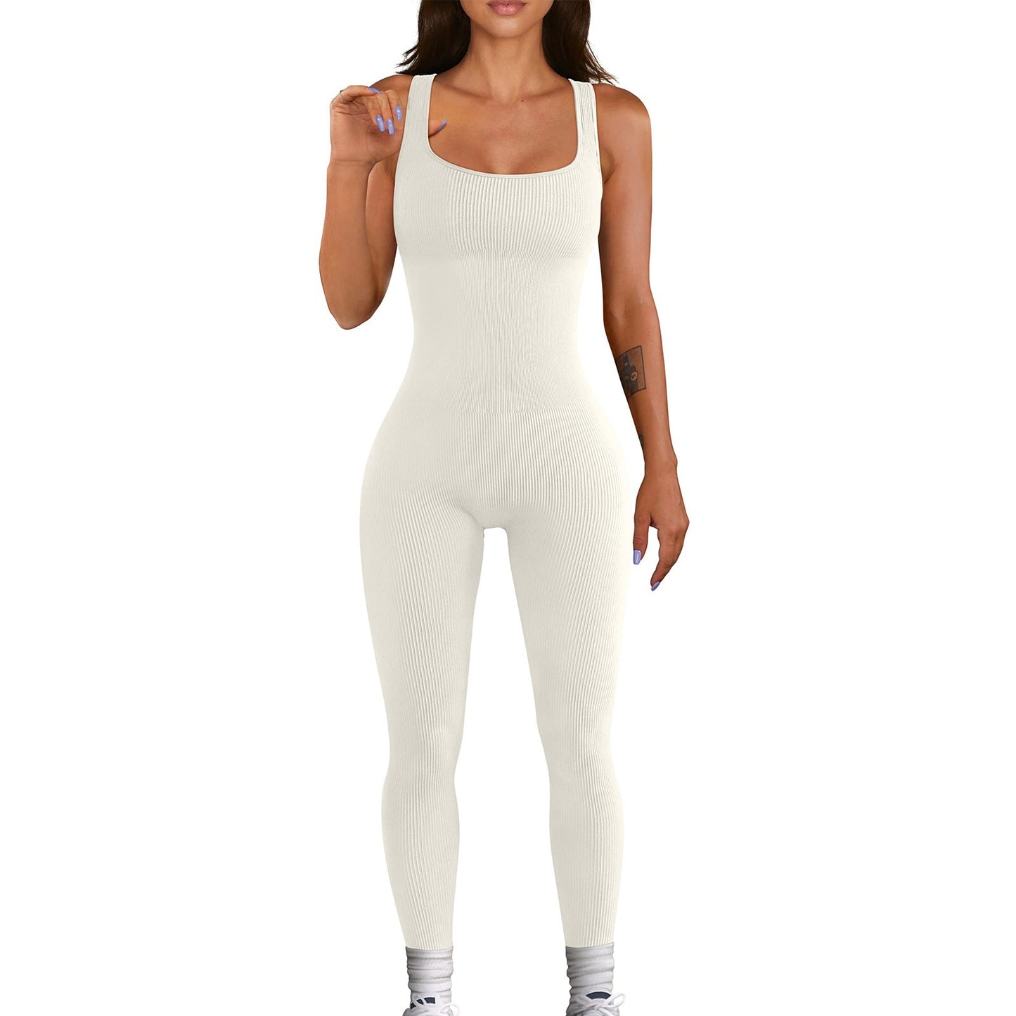 Clothing Sleeveless Vest Jumpsuit Thread Square Collar Hip Raise Slim Fit Jumpsuit
