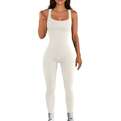 Clothing Sleeveless Vest Jumpsuit Thread Square Collar Hip Raise Slim Fit Jumpsuit