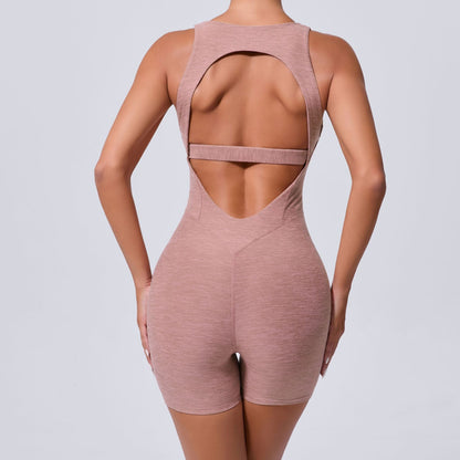 Autumn Sand Hollow Out Cutout Out Beauty Back One Piece Yoga Jumpsuit Skinny Slimming Hip Lifting Fitness One Piece Sportswear for