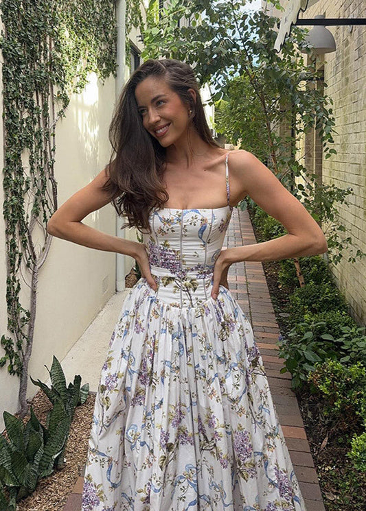 Lilac Gardenia – Strapless Corset Maxi Dress