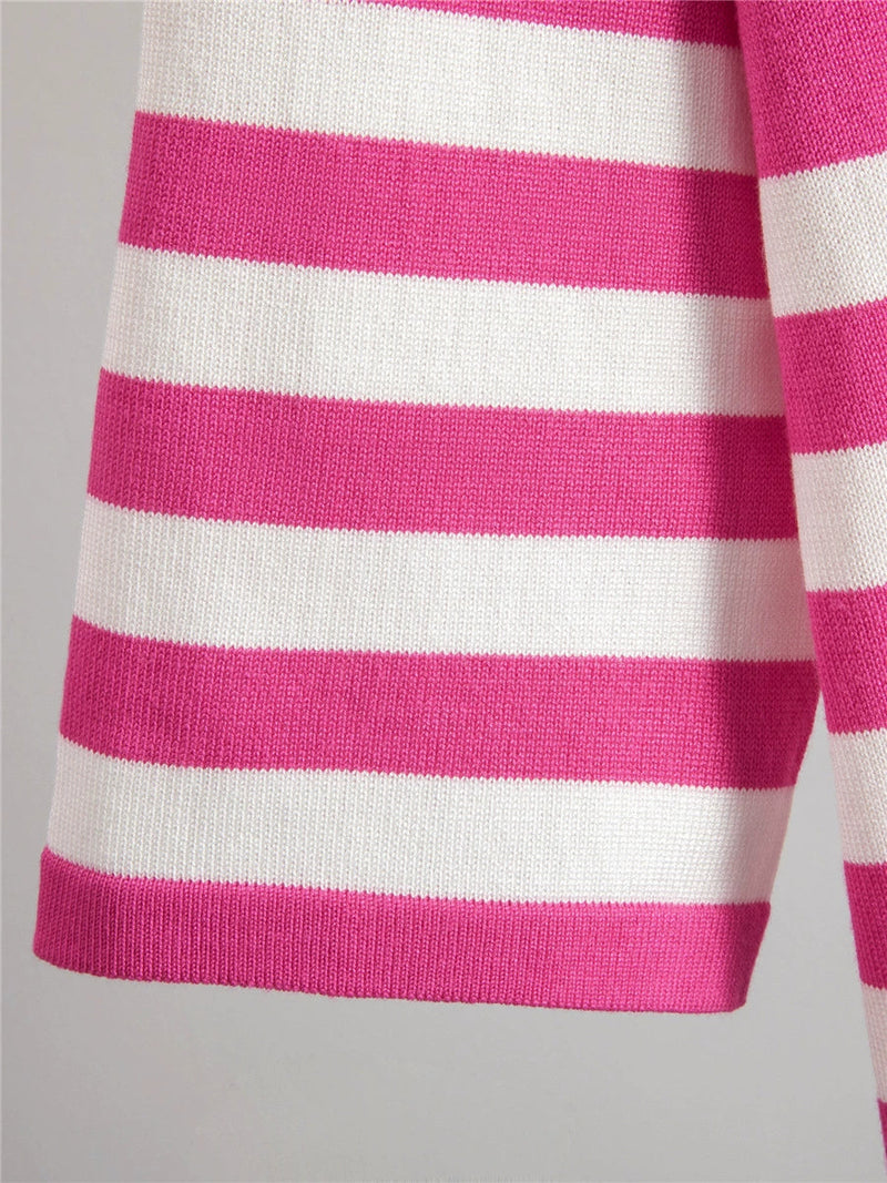 Rose Red – Striped Tank Fitted Two-piece Set