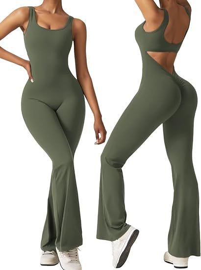 Sleeveless Flared Jumpsuit Backless Vest Tight Hip Lifting Yoga Jumpsuit