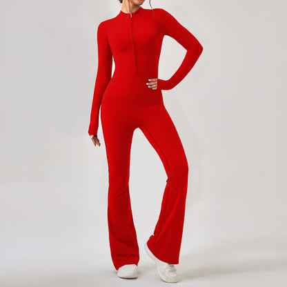 Long Sleeve Zipper Pants Slim Fit One Piece Hip Lifting Sport Sportswear