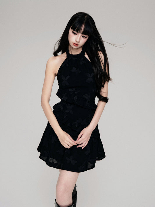 Luluswings Tiered Chiffon Halter Mini Dress - Romantic Ruffled Cocktail Dress