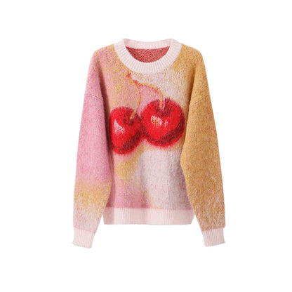 Cherry Sweet Mohair-textured Sweater