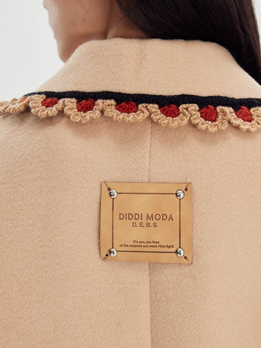 Wool Coat With Lace Lapel