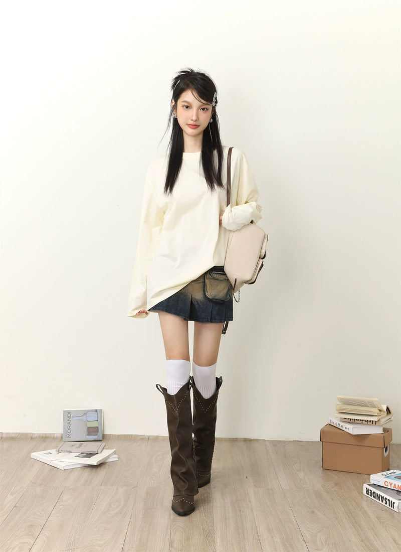 Color Loose Long Sleeve T-shirt