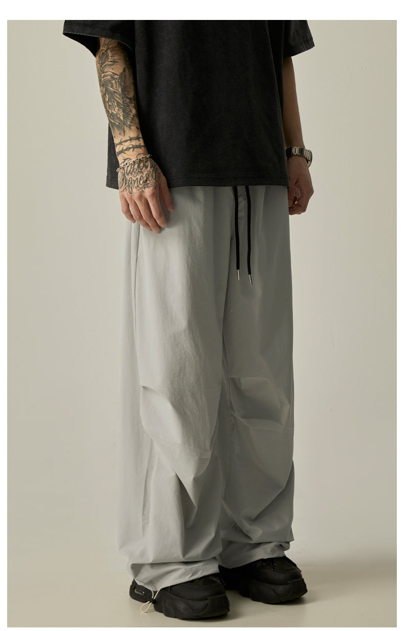 Gray Loose Drawstring Pants