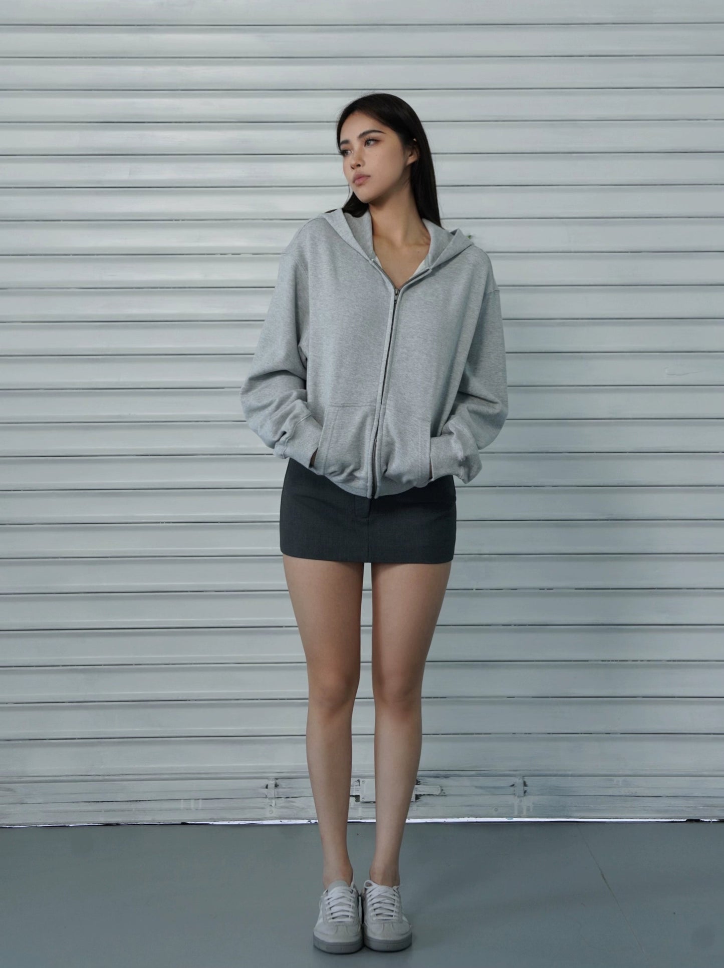 Athletic Zip-up Hooded Sweatshirt