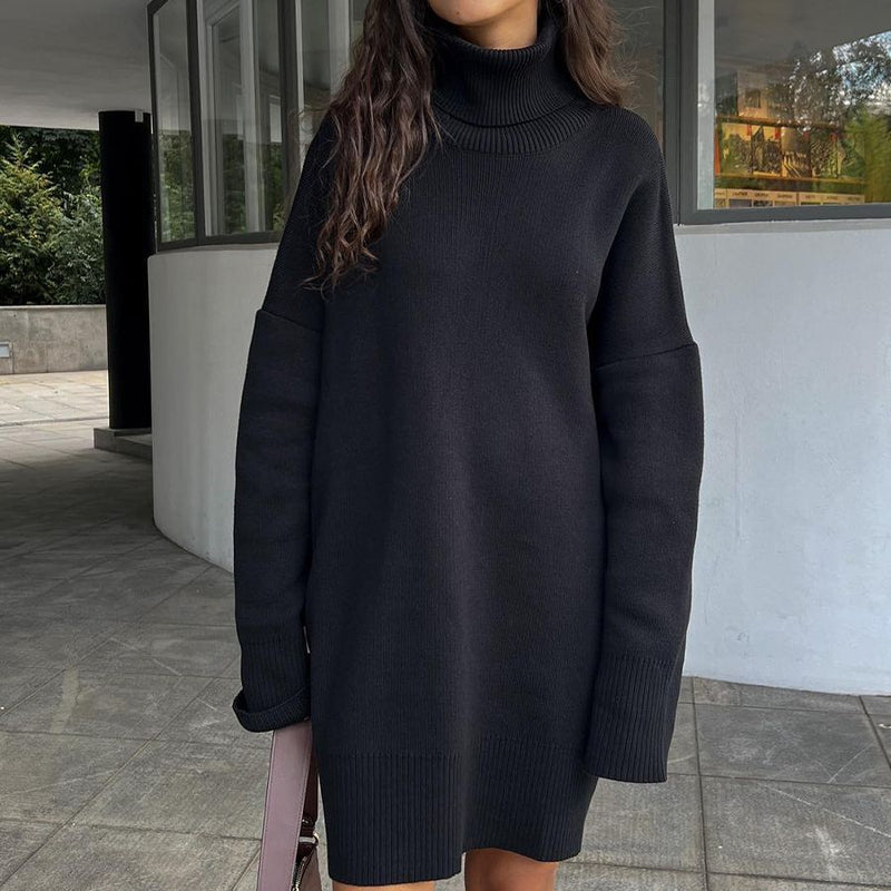 Autumn Winter Turtleneck Sweater Mid Length Thickened Russia Long Sleeved Knitwear