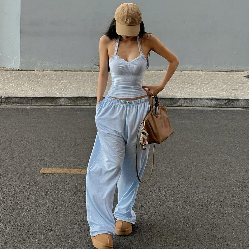 Jeanelle Striped Wide-leg Lounge Pants
