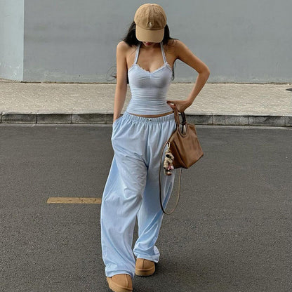 Jeanelle Striped Wide-leg Lounge Pants