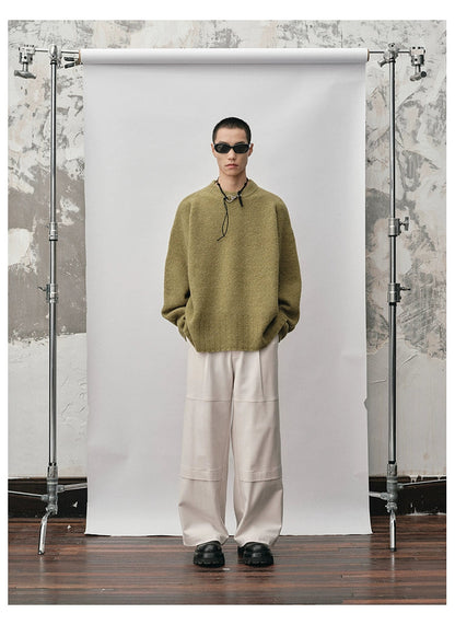Straight-cut Oversized Crew Neck Sweater