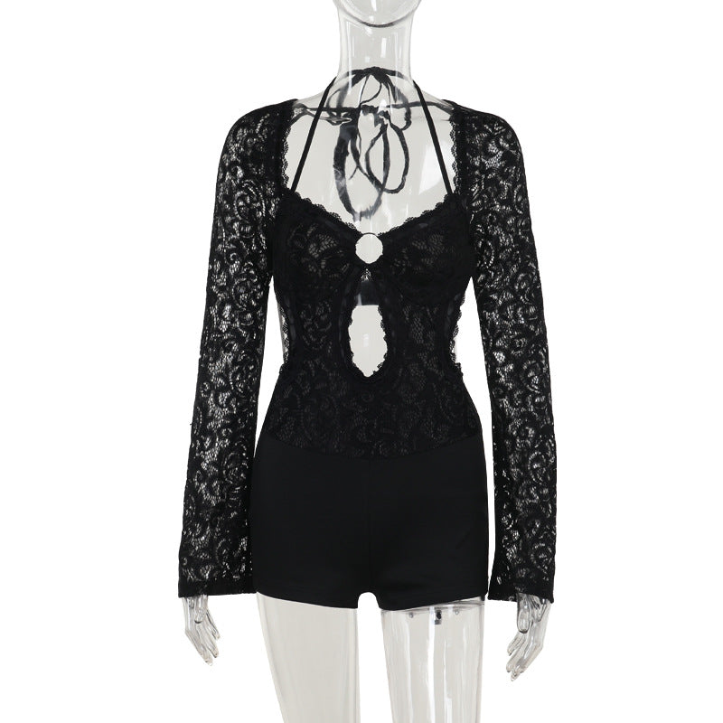 Autumn Slim Lace Long Sleeved Romper for